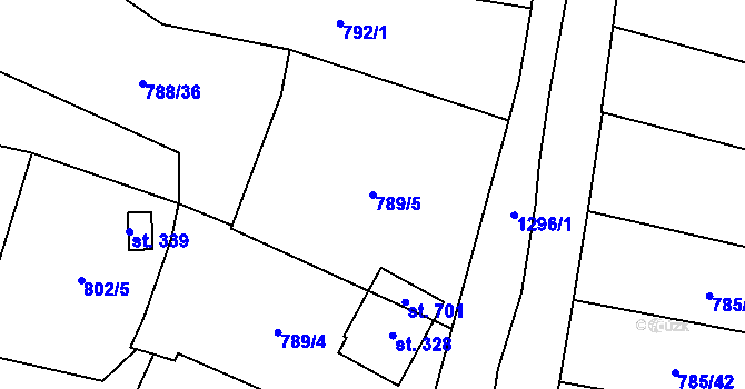 Parcela st. 789/5 v KÚ Radošov u Kyselky, Katastrální mapa