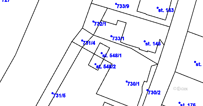 Parcela st. 548/1 v KÚ Radošov u Kyselky, Katastrální mapa