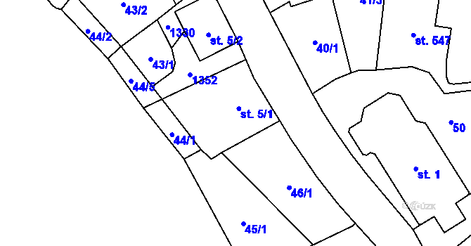 Parcela st. 5/1 v KÚ Radošov u Kyselky, Katastrální mapa