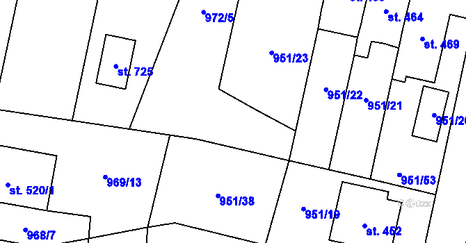 Parcela st. 951/45 v KÚ Radošov u Kyselky, Katastrální mapa