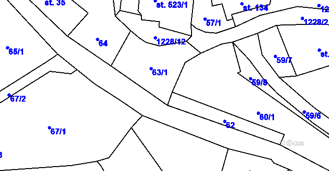 Parcela st. 63/1 v KÚ Radošov u Kyselky, Katastrální mapa