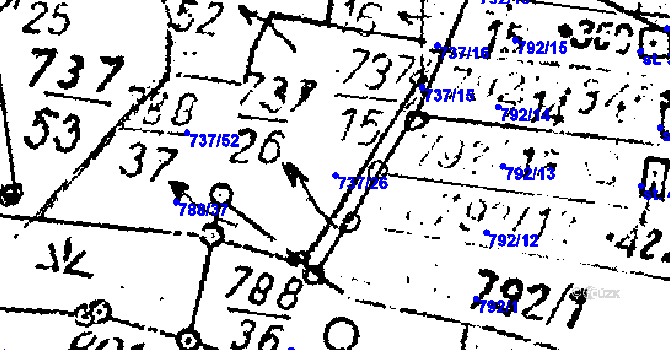 Parcela st. 737/26 v KÚ Radošov u Kyselky, Katastrální mapa