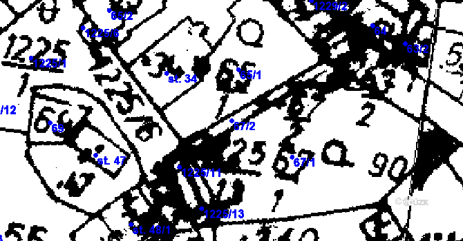 Parcela st. 67/2 v KÚ Radošov u Kyselky, Katastrální mapa