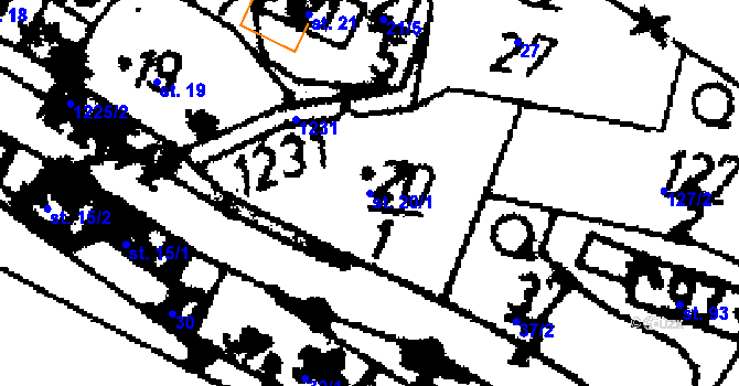 Parcela st. 20/1 v KÚ Radošov u Kyselky, Katastrální mapa