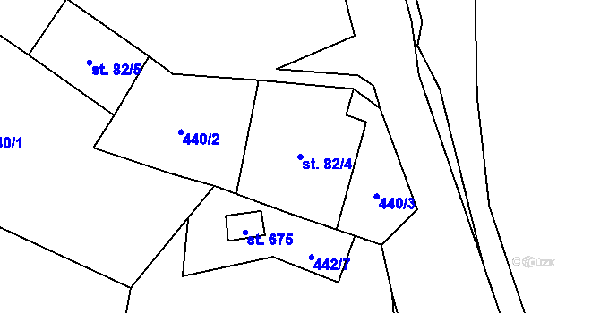 Parcela st. 82/4 v KÚ Radošov u Kyselky, Katastrální mapa