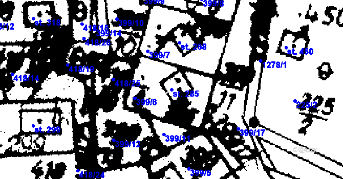 Parcela st. 285 v KÚ Radošov u Kyselky, Katastrální mapa