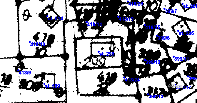 Parcela st. 299 v KÚ Radošov u Kyselky, Katastrální mapa