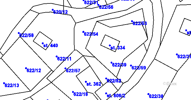Parcela st. 334 v KÚ Radošov u Kyselky, Katastrální mapa