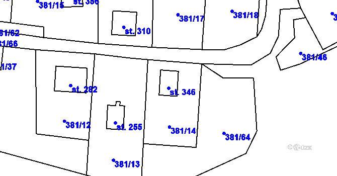 Parcela st. 346 v KÚ Radošov u Kyselky, Katastrální mapa