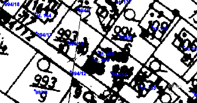 Parcela st. 466 v KÚ Radošov u Kyselky, Katastrální mapa