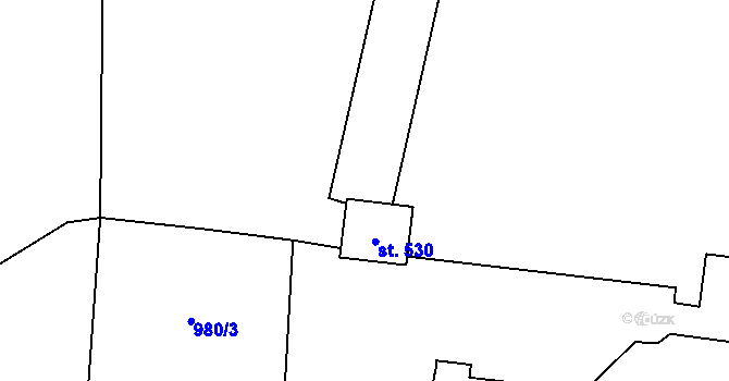 Parcela st. 530 v KÚ Radošov u Kyselky, Katastrální mapa