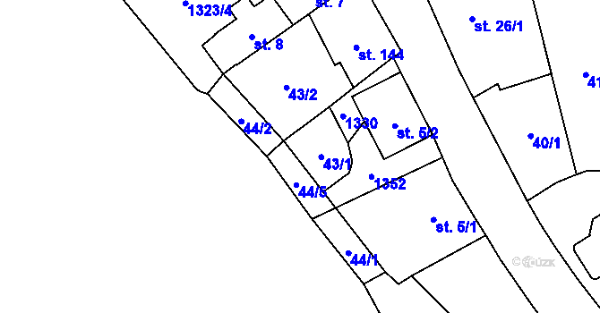 Parcela st. 43/1 v KÚ Radošov u Kyselky, Katastrální mapa
