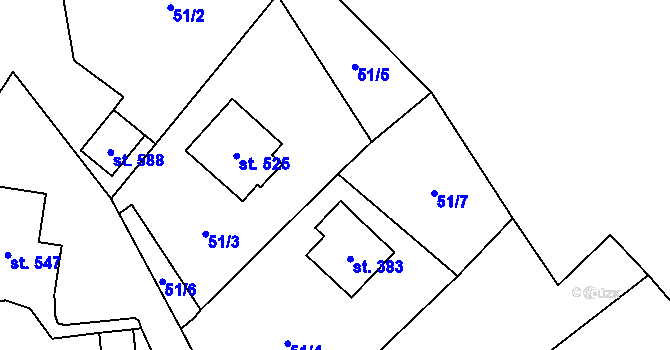Parcela st. 51/8 v KÚ Radošov u Kyselky, Katastrální mapa