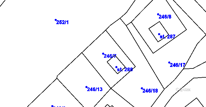 Parcela st. 246/7 v KÚ Radošov u Kyselky, Katastrální mapa