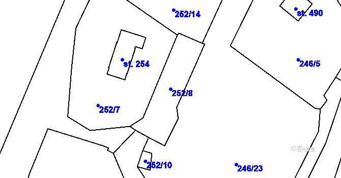 Parcela st. 252/8 v KÚ Radošov u Kyselky, Katastrální mapa