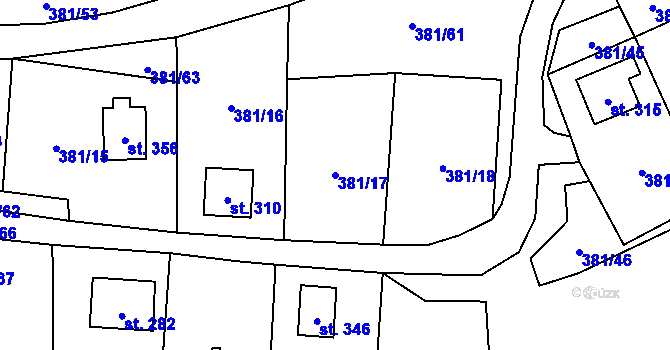 Parcela st. 381/17 v KÚ Radošov u Kyselky, Katastrální mapa