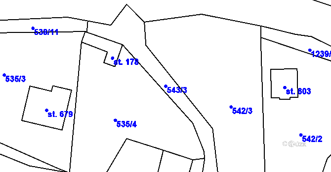 Parcela st. 543/3 v KÚ Radošov u Kyselky, Katastrální mapa