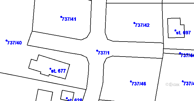 Parcela st. 737/1 v KÚ Radošov u Kyselky, Katastrální mapa