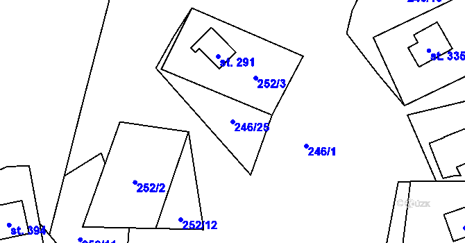 Parcela st. 246/25 v KÚ Radošov u Kyselky, Katastrální mapa