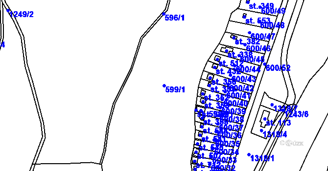 Parcela st. 599/1 v KÚ Radošov u Kyselky, Katastrální mapa