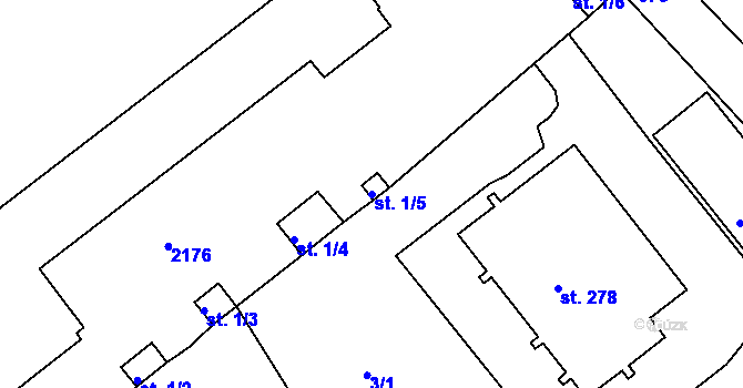 Parcela st. 1/5 v KÚ Kyselovice, Katastrální mapa