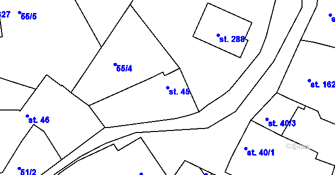 Parcela st. 45 v KÚ Kyselovice, Katastrální mapa