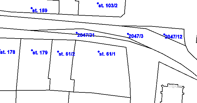 Parcela st. 61/1 v KÚ Kyselovice, Katastrální mapa