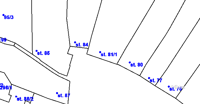 Parcela st. 81/1 v KÚ Kyselovice, Katastrální mapa