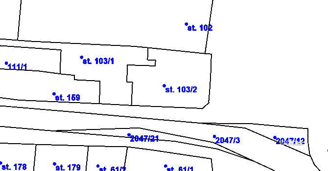 Parcela st. 103/2 v KÚ Kyselovice, Katastrální mapa