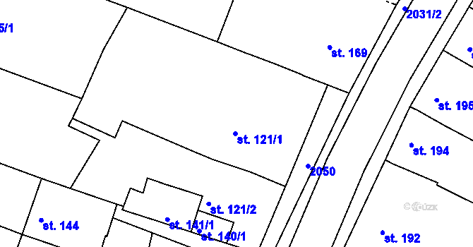 Parcela st. 121/1 v KÚ Kyselovice, Katastrální mapa