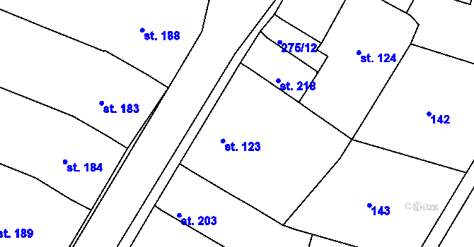 Parcela st. 123 v KÚ Kyselovice, Katastrální mapa
