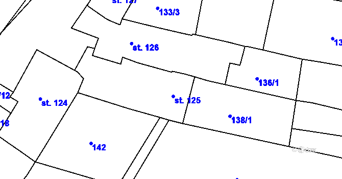 Parcela st. 125 v KÚ Kyselovice, Katastrální mapa