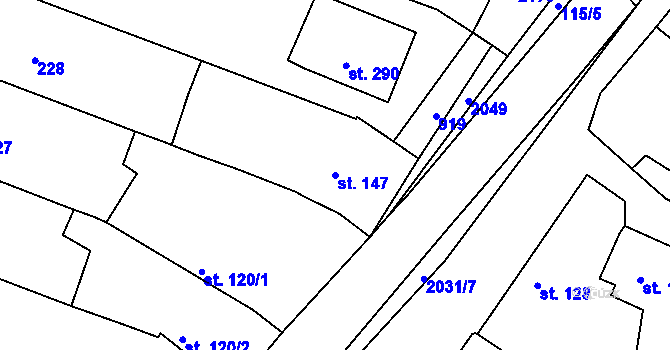 Parcela st. 147 v KÚ Kyselovice, Katastrální mapa