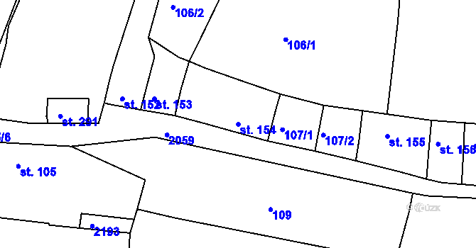Parcela st. 154 v KÚ Kyselovice, Katastrální mapa