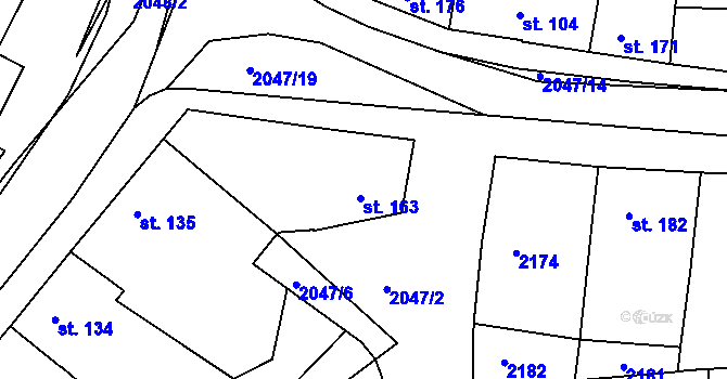 Parcela st. 163 v KÚ Kyselovice, Katastrální mapa