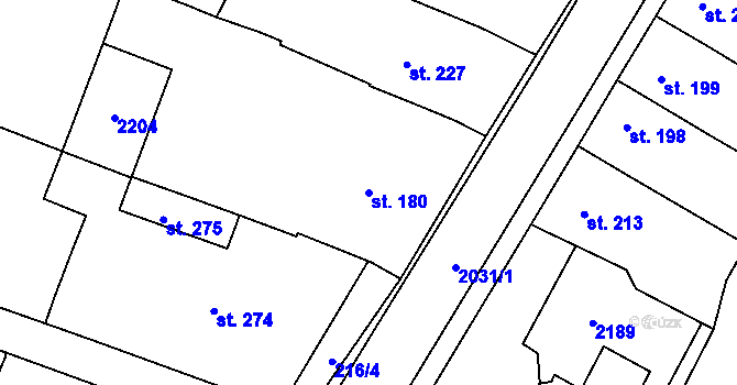 Parcela st. 180 v KÚ Kyselovice, Katastrální mapa