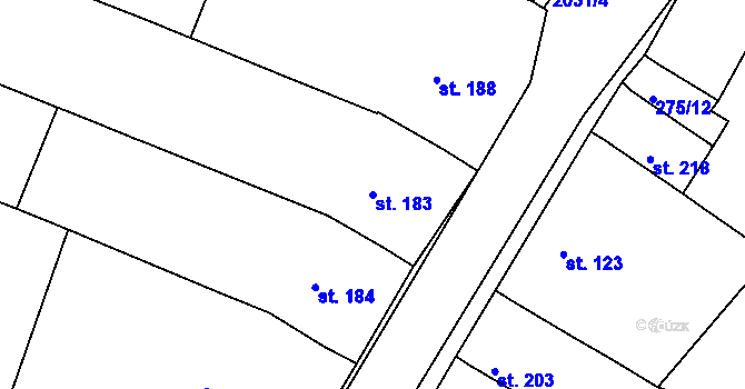 Parcela st. 183 v KÚ Kyselovice, Katastrální mapa