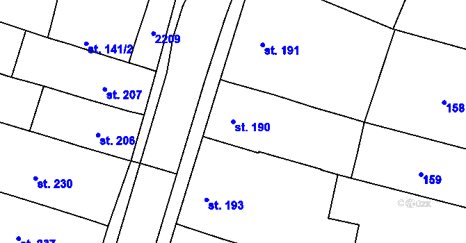 Parcela st. 190 v KÚ Kyselovice, Katastrální mapa