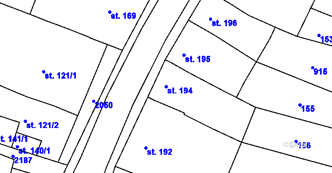 Parcela st. 194 v KÚ Kyselovice, Katastrální mapa