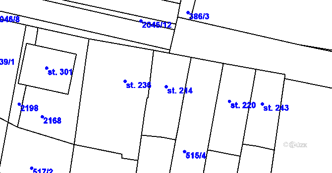 Parcela st. 214 v KÚ Kyselovice, Katastrální mapa