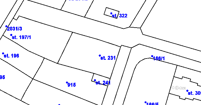 Parcela st. 231 v KÚ Kyselovice, Katastrální mapa