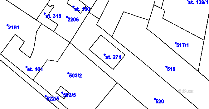 Parcela st. 271 v KÚ Kyselovice, Katastrální mapa