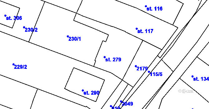 Parcela st. 279 v KÚ Kyselovice, Katastrální mapa