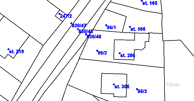 Parcela st. 96/2 v KÚ Kyselovice, Katastrální mapa