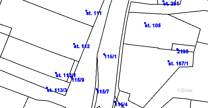 Parcela st. 115/1 v KÚ Kyselovice, Katastrální mapa