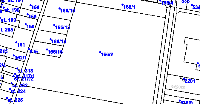 Parcela st. 166/2 v KÚ Kyselovice, Katastrální mapa