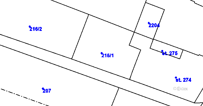Parcela st. 216/1 v KÚ Kyselovice, Katastrální mapa
