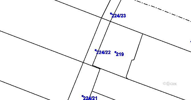 Parcela st. 224/22 v KÚ Kyselovice, Katastrální mapa