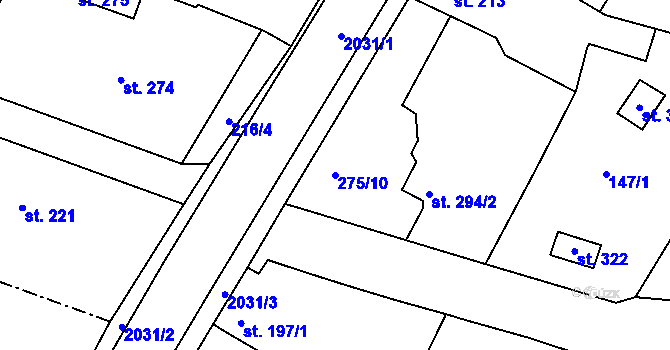 Parcela st. 275/10 v KÚ Kyselovice, Katastrální mapa