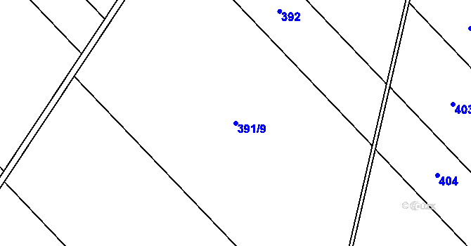 Parcela st. 391/9 v KÚ Kyselovice, Katastrální mapa